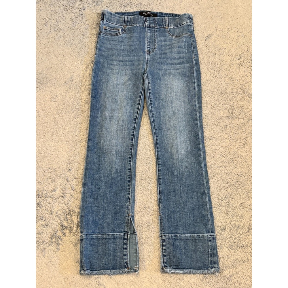 Liverpool Jeans Womens 2/26 Blue Denim Medium Wash Skinny Crop High Rise Pull On